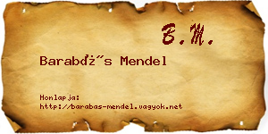 Barabás Mendel névjegykártya